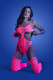Wavelength Cutout Rhinestone Teddy Bodystocking -  One Size - Neon Pink Image