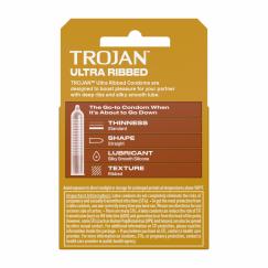 Trojan Stimulations Ultra Ribbed Lubricated Condoms - 3 Pack