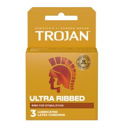 Trojan Stimulations Ultra Ribbed Lubricated Condoms - 3 Pack