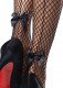 Stay Up Industrial Net Backseam Thigh Highs With Lace Top and Satin Bow Accent - One Size - Black Image