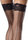 Stay Up Industrial Net Backseam Thigh Highs With Lace Top and Satin Bow Accent - One Size - Black Image