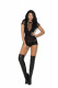 Short Sleeve Opaque and Fence Net Romper - One Size - Black Image