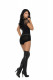Short Sleeve Opaque and Fence Net Romper - One Size - Black Image