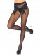 Spandex Woven Bow Sheer Backseam Crotchless Pantyhose - One Size - Black Image