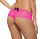 Open Crotch Lace Boy Short - Small - Hot Pink Image
