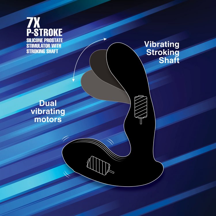 Alpha-Pro 7X P-Stroke Silicone Prostate Stimulator With Stroking Shaft