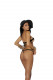 Lycra 2pc Caged Top and Matching G-String With Dragonfly Jewel Accent - One Size - Black Image