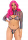 3 Pc Fishnet Bikini G-String and Crop Top - One Size - Multicolor Image
