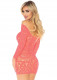 Crochet Lace Long Sleeve Mini Dress - Coral - One Size Image