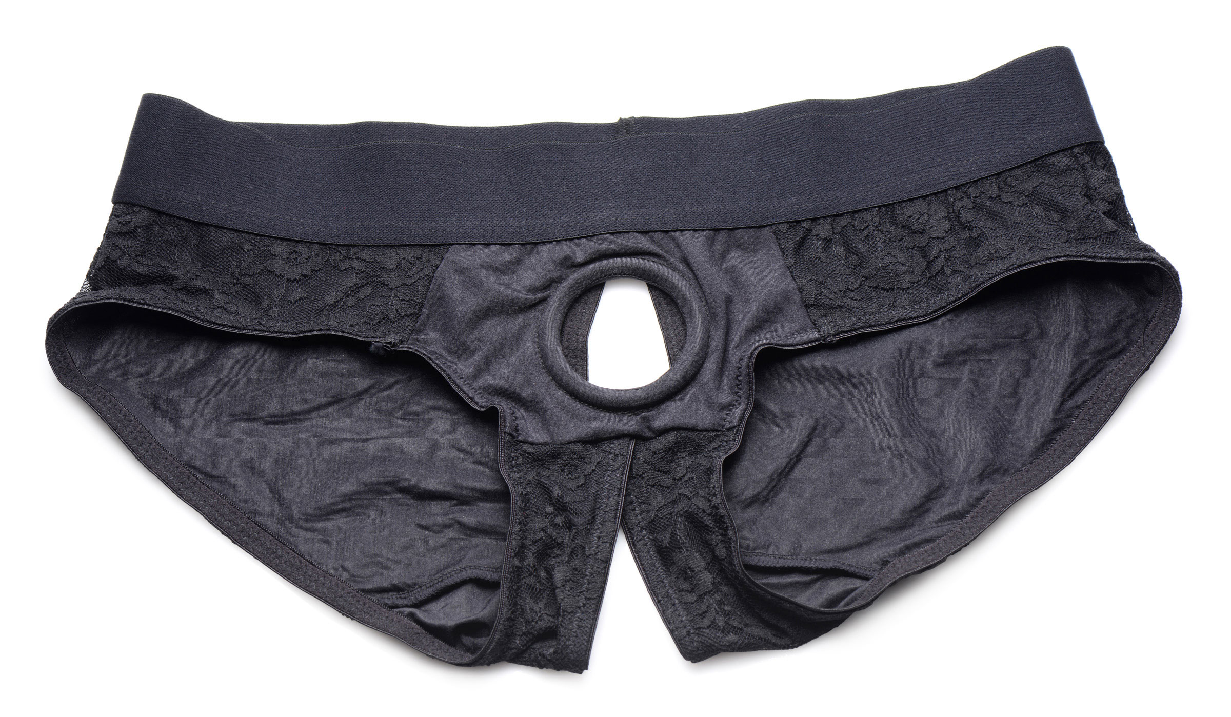 SU-AG453-LXL Lace Envy Black Crotchless Panty Harness - L/xl Honey's Place