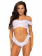 2 Pc. Lace Ruffle Crop Top and Thong Panty -  One Size - White Image