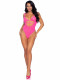 2 Pc. Rhinestone Wrap Around Bikini Top and Suspender Bodysuit - One Size - Neon Pink Image