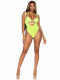 2 Pc. Rhinestone Wrap Around Bikini Top and Suspender Body Suit - One Size - Neon Yellow Image