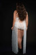 2pc Strappy Halter Laced Night Gown With Side Slits and Open Back - Queen Size - White Image