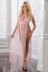 2pc Sheer Laced Night Gown - One Size - Sweet Pink Image