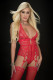 2pc Cutout Strappy Garter Teddy - One Size - Candy Red Image