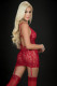 3pc Open Front Criss Cross Garter Dress - One Size - Red Burnt Image