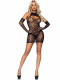 2 Pc. Leopard Net Dress and Gloves - One Size - Black Image