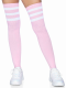 3 Stripes Athletic Ribbed Thigh Highs - One Size - Light Pink Image
