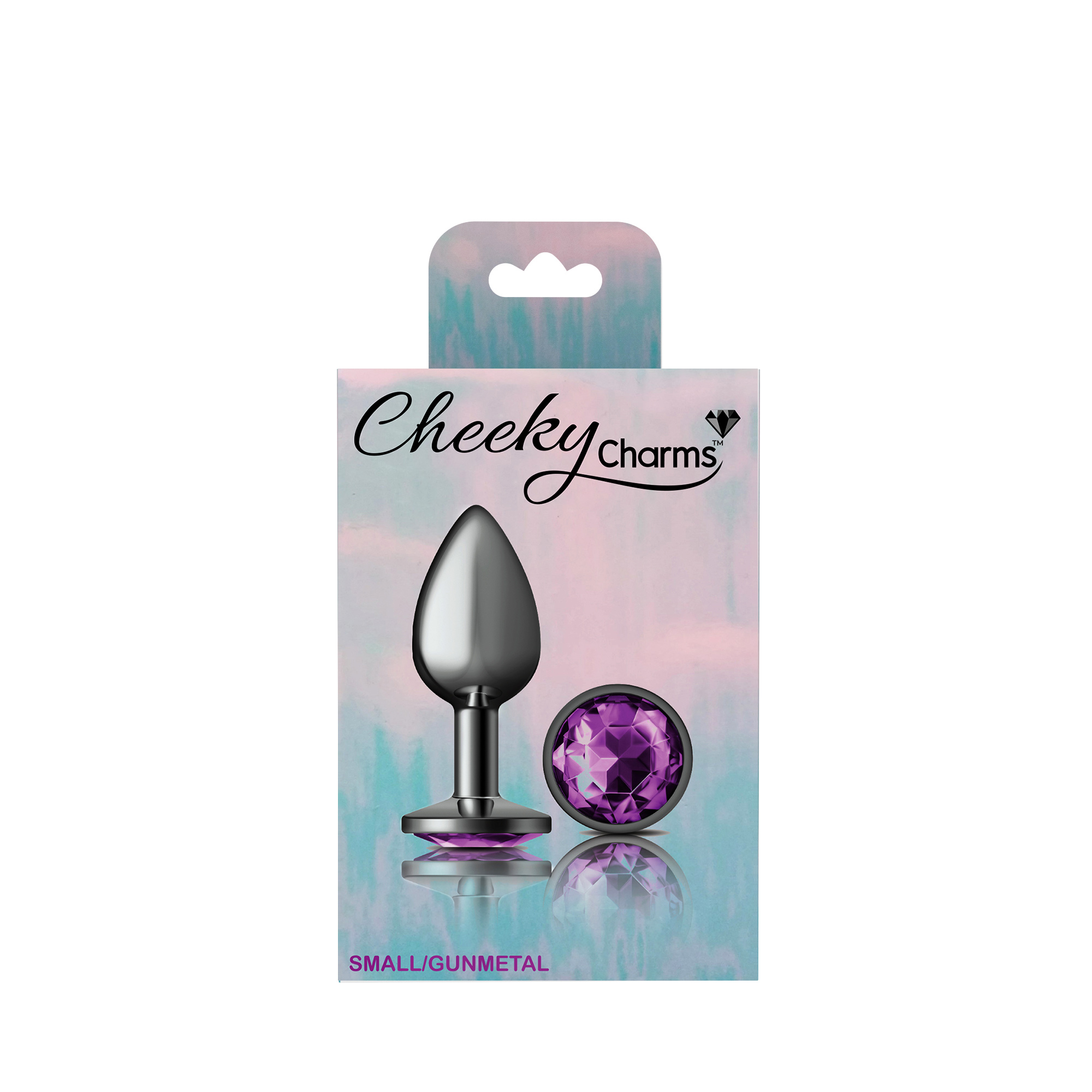 Purple Round Gem Gunmetal Metal Plug - Sm