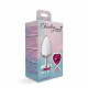 Cheeky Charms-Silver Metal Butt Plug- Heart-Bright Pink-Large Image