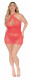 Stretch Fishnet and Scalloped Stretch Lace Chemise - Queen - Coral Image