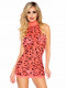 Neon Cheetah Racer Back Mini Dress - One Size -  Coral Image