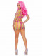 Rainbow Fishnet Long Sleeved Mini Dress - One Size - Rainbow Image