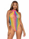 Rainbow Striped Halter Bodysuit With Snap Crotch - One Size - Multicolor Image