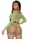 2 Pc Zig Zag Net Crop Top and Mini Dress - One  Size - Green Image