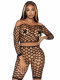 2 Pc Net Crop Top and Bike Shorts - One Size -  Black Image