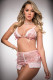 3 Pc Dreamy Laced Skirt and Open Front Bra Set -  One Size - Bubblegum Pink Image