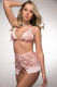 3 Pc Dreamy Laced Skirt and Open Front Bra Set -  One Size - Bubblegum Pink Image
