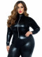 Lame Zipper Front Catsuit - 3x/4x - Black Image