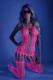 Hypnotic Crisscross Stripe Bodystocking - One Size - Neon Pink Image
