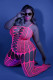 Hypnotic Crisscross Stripe Bodystocking - Queen -  Neon Pink Image