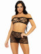 3 Pc Seamless Heart Net Off the Shoulder - One  Size - Black Image