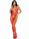 Seamless Heart Net Suspender Bodystocking - One  Size - Red Image