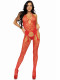 Seamless Heart Net Suspender Bodystocking - One  Size - Red Image