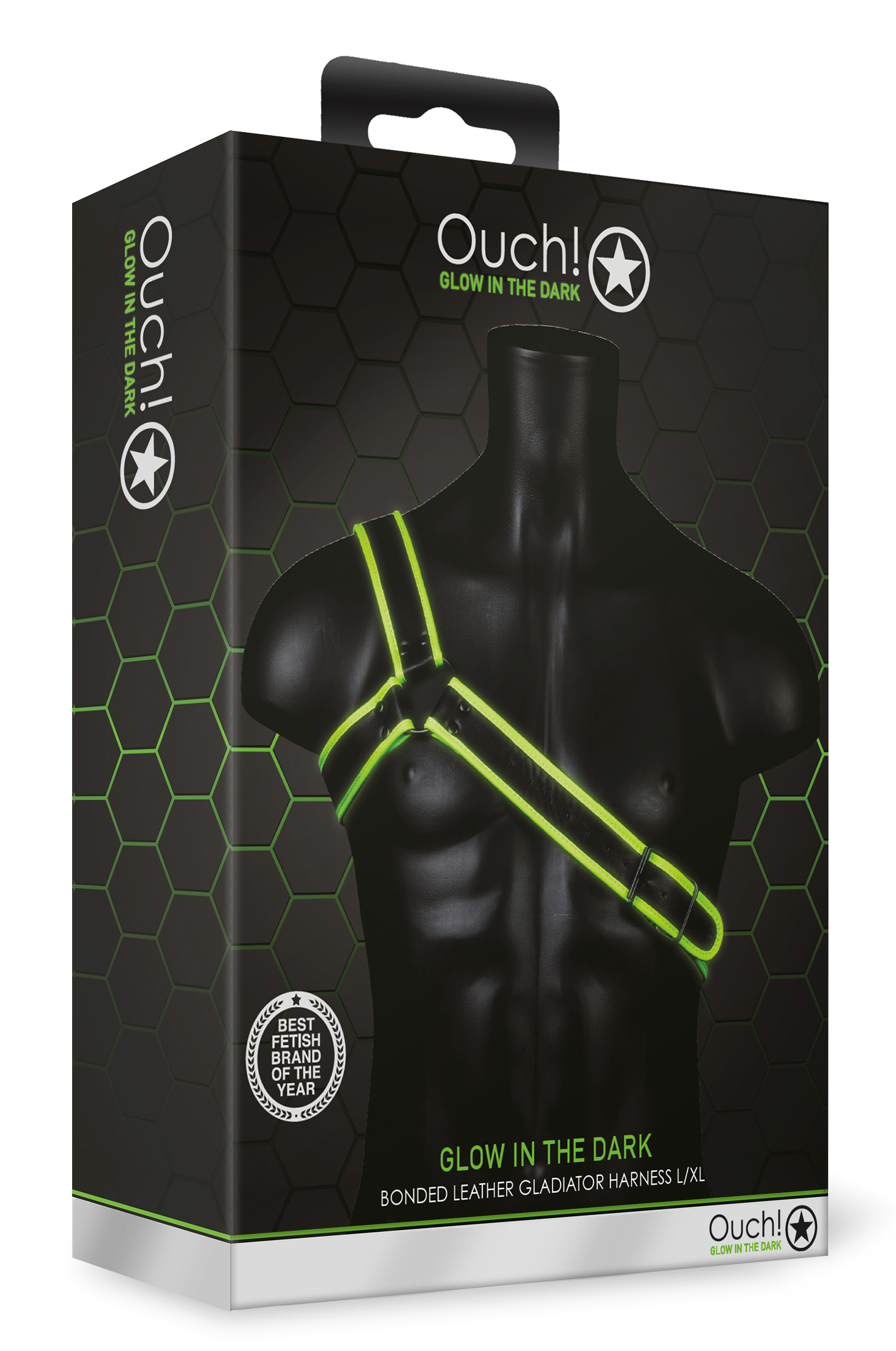 OUOU761GLOLXL Gladiator Harness Large/xlarge Glow in the Dark Honey's Place