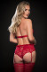 2 Pc Divine Lace Up Garter Teddy With Snap Crotch - One Size - Red Image