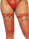 Vegan Leather Bow Garter - One Size - Red Image