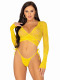 2 Pc Daisy Lace Wrap-Around Crop Top and Side Tie  Panty - One Size - Yellow Image