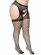 Oval Net Suspender Hose With Opaque Top - 1x/2x Size - Black Image