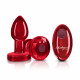Cheeky Charms - Rechargeable Vibrating Metal Butt Plug With Remote Control - Red - Small Image