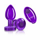 Cheeky Charms - Rechargeable Vibrating Metal Butt  Plug With Remote Control - Purple - Medium Image