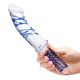 11 Inch Realistic Double Ended Glass Dildo With  Handle - Blue/clear Image