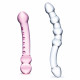 2 Pc Double Pleasure Glass Dildo Set - Pink/clear Image