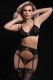 4 Pc Bra With Garter Belt a Thong and Stockings Set - One Size - Black Image