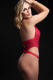 One Piece Open Front Halter Teddy - One Size - Red Image